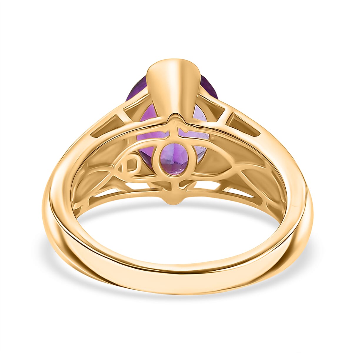 D'joy AAA African Amethyst Solitaire Ring in 14K Yellow Gold Overlay Sterling Silver 3.31 Ct. D'joy AAA African Amethyst Solitaire Ring in 14K Yellow Gold Overlay Sterling Silver 3.31 Ct.