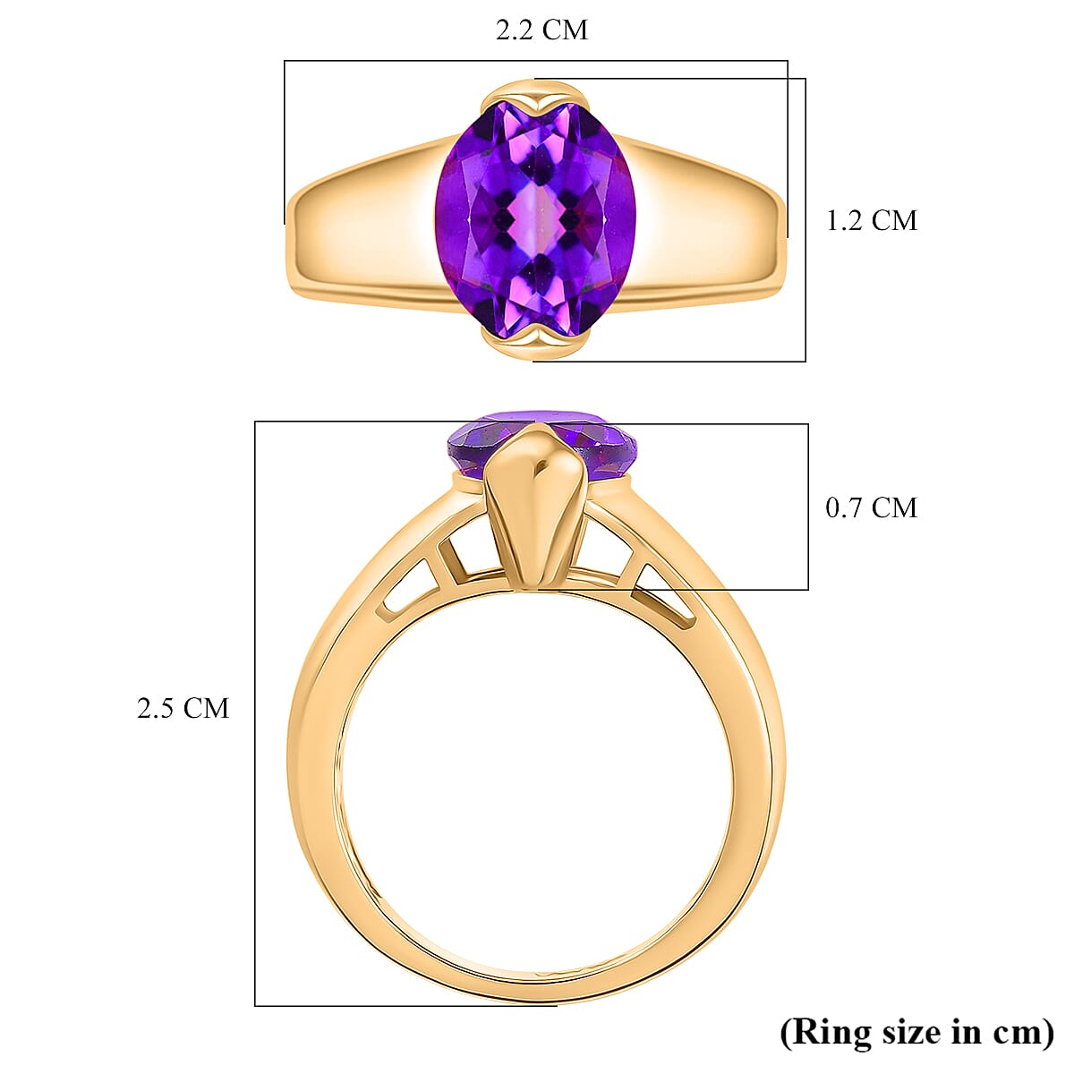 D'joy AAA African Amethyst Solitaire Ring in 14K Yellow Gold Overlay Sterling Silver 3.31 Ct. D'joy AAA African Amethyst Solitaire Ring in 14K Yellow Gold Overlay Sterling Silver 3.31 Ct.