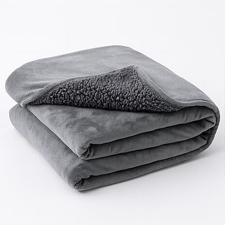 LIVMORE Double Layer Waterproof Flannel & Sherpa Blanket (200x150 cm) - Grey