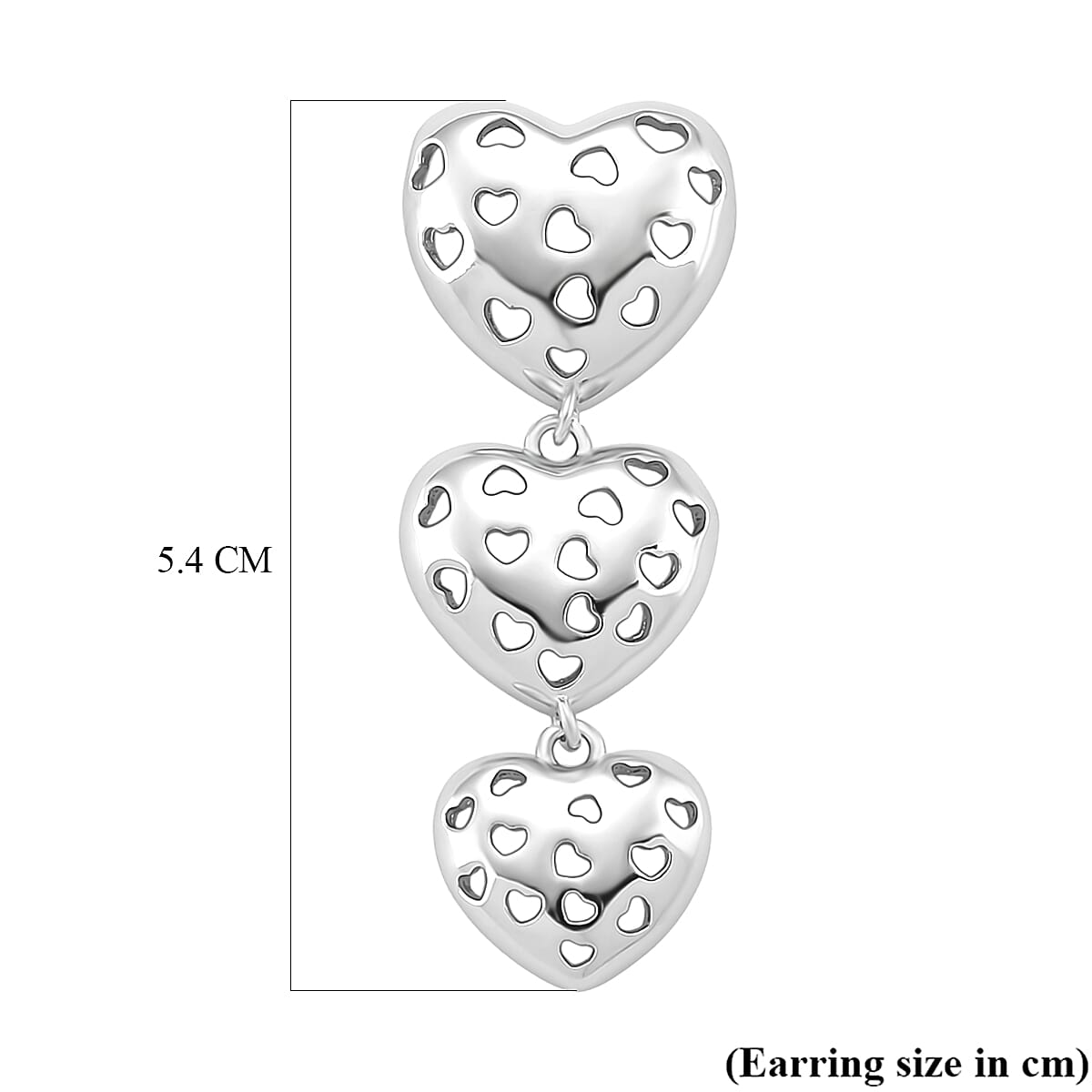 Designer Inspired Heart Earrings with Push Back in White Gold Plated