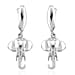Designer Closeout - Elephant Earrings With Hinged Clasp in White Gold Plated