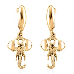 Designer Closeout - Elephant Earrings With Hinged Clasp in White Gold Plated