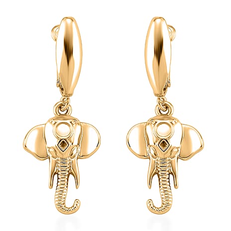 Designer Closeout - Elephant Earrings with Hinged Clasp in Yellow Gold Plated