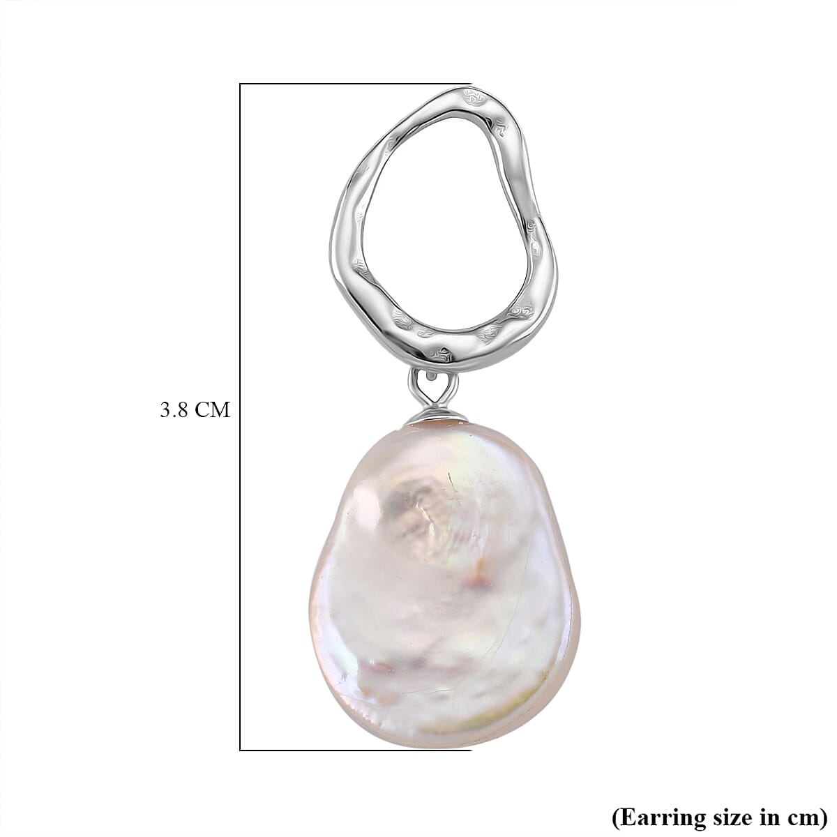 Keshi Pearl Earring in Rhodium Overlay Sterling Silver