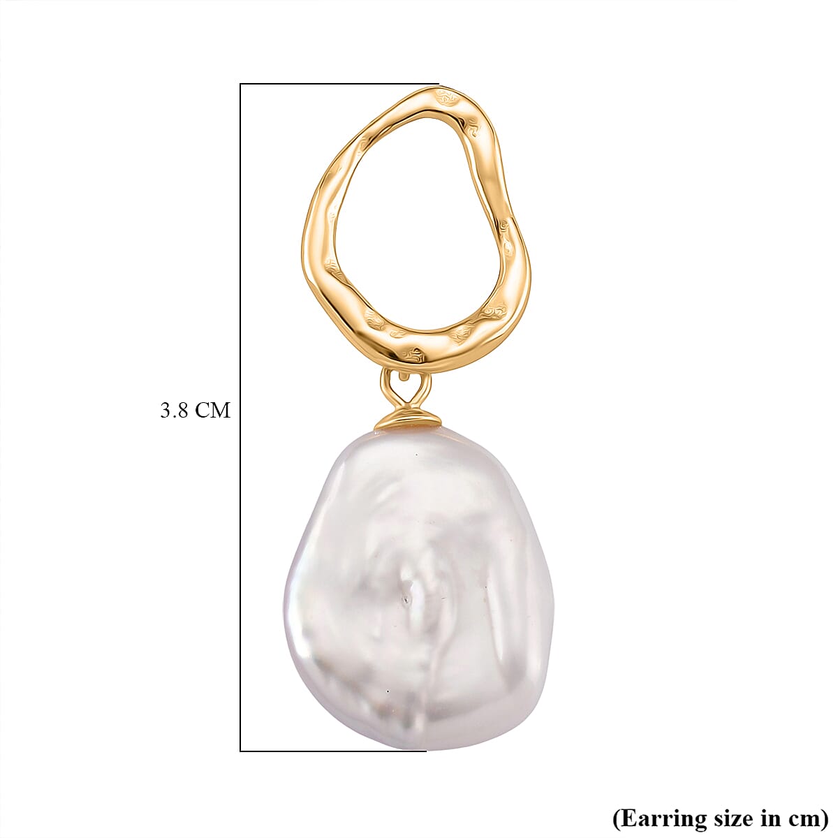 Keshi Pearl Earring in Yellow Gold Plated Sterling Silver