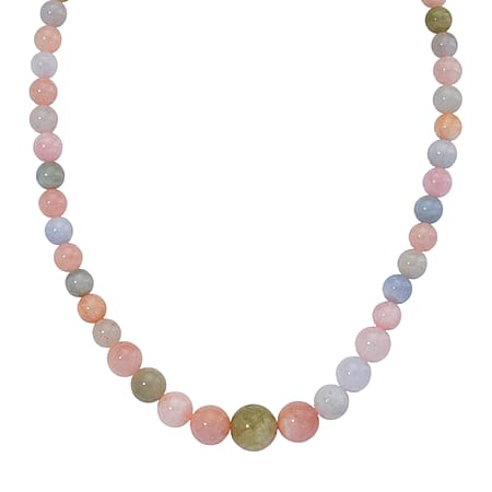 Multi Color Graduated Beryl ( 8mm to 14mm) Necklace (Size - 20-2 Ext)  in Rhodium Overlay Sterling Silver 350.00 Ct.