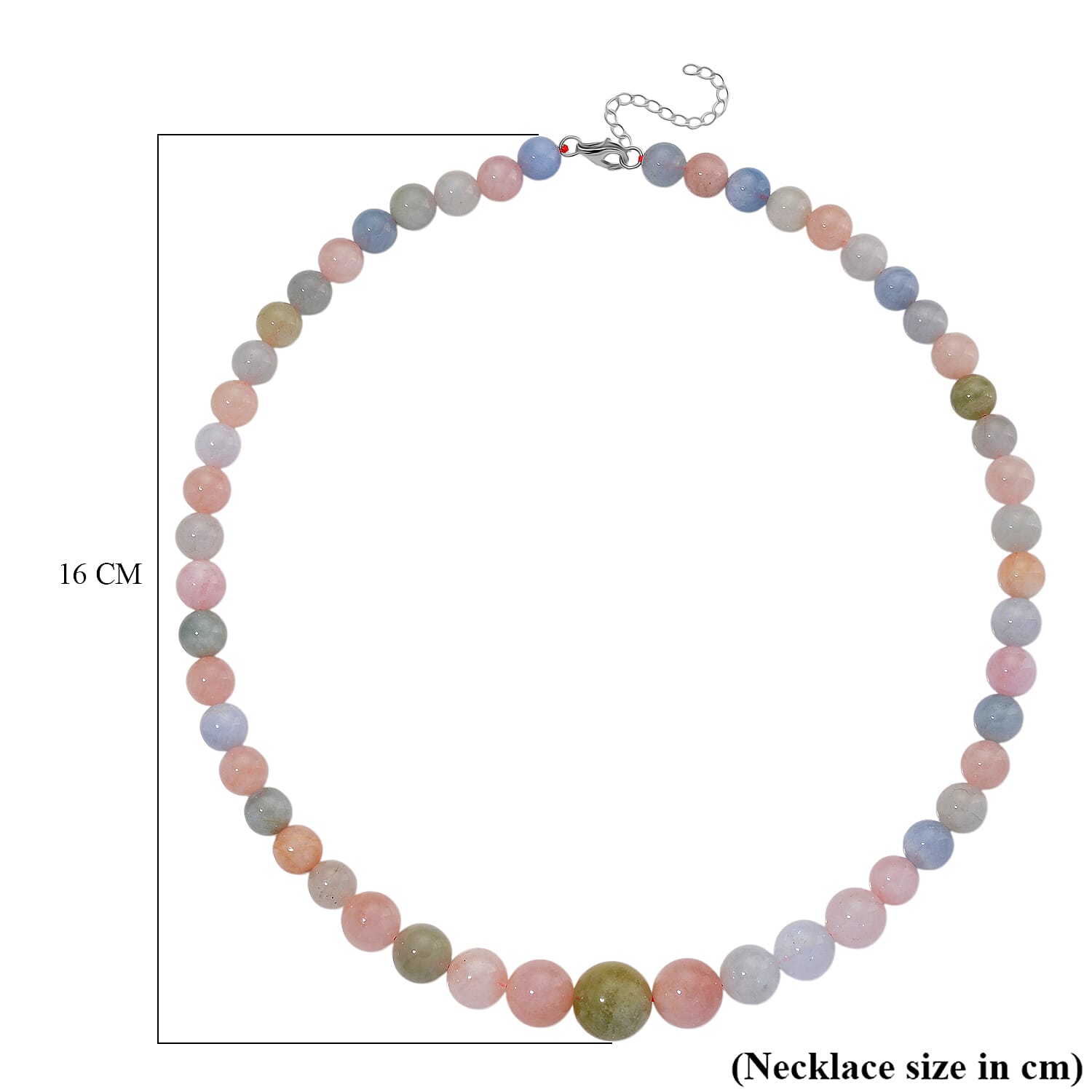 Multi Color Graduated Beryl ( 8mm to 14mm) Necklace (Size - 20-2 Ext) in Rhodium Overlay Sterling Silver 350.00 Ct. Multi Color Graduated Beryl ( 8mm to 14mm) Necklace (Size - 20-2 Ext) in Rhodium Overlay Sterling Silver 350.00 Ct.