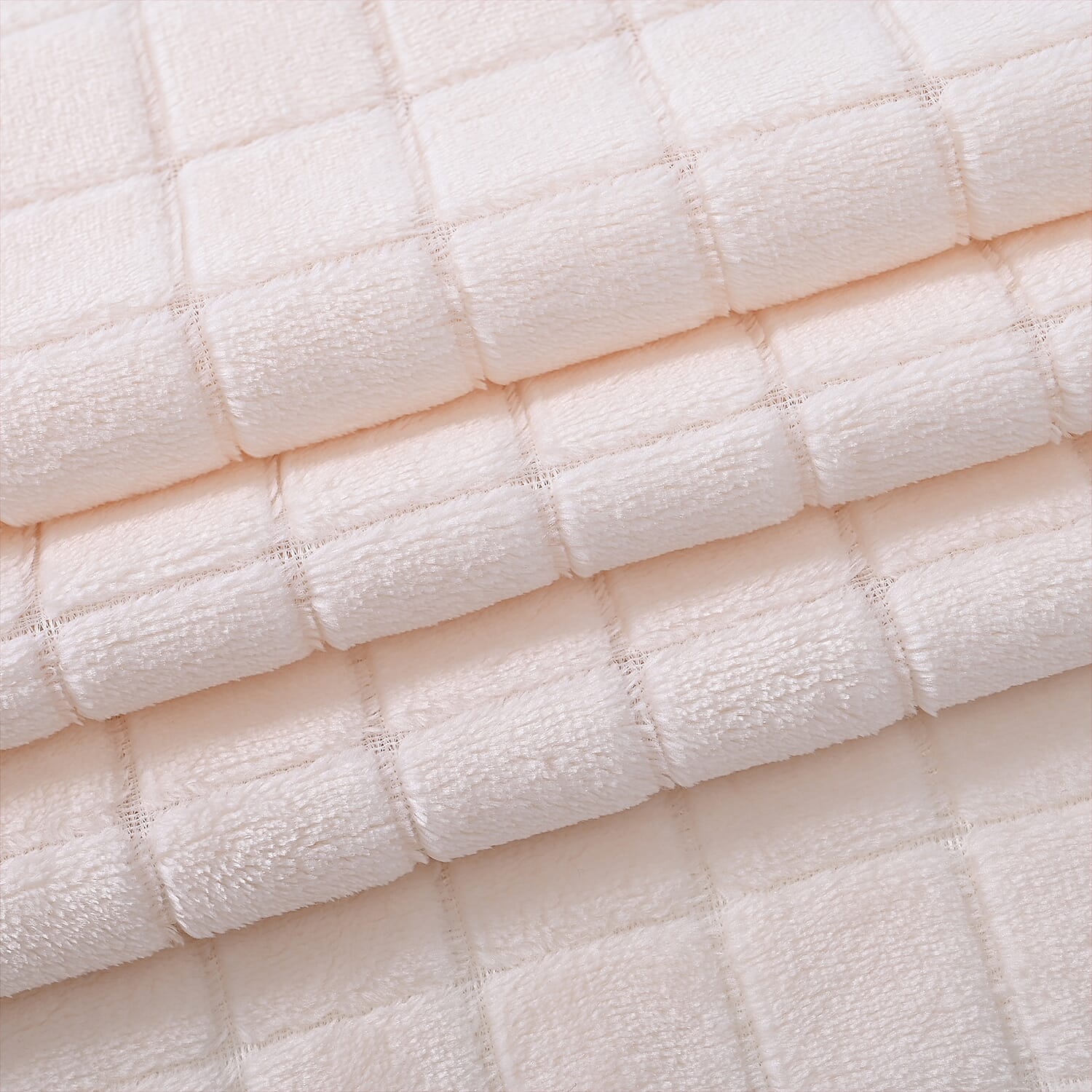 Hush Haven Checkered Super Soft Micro Luxury Blanket 270 GSM (200 x 150 cm) - Cream