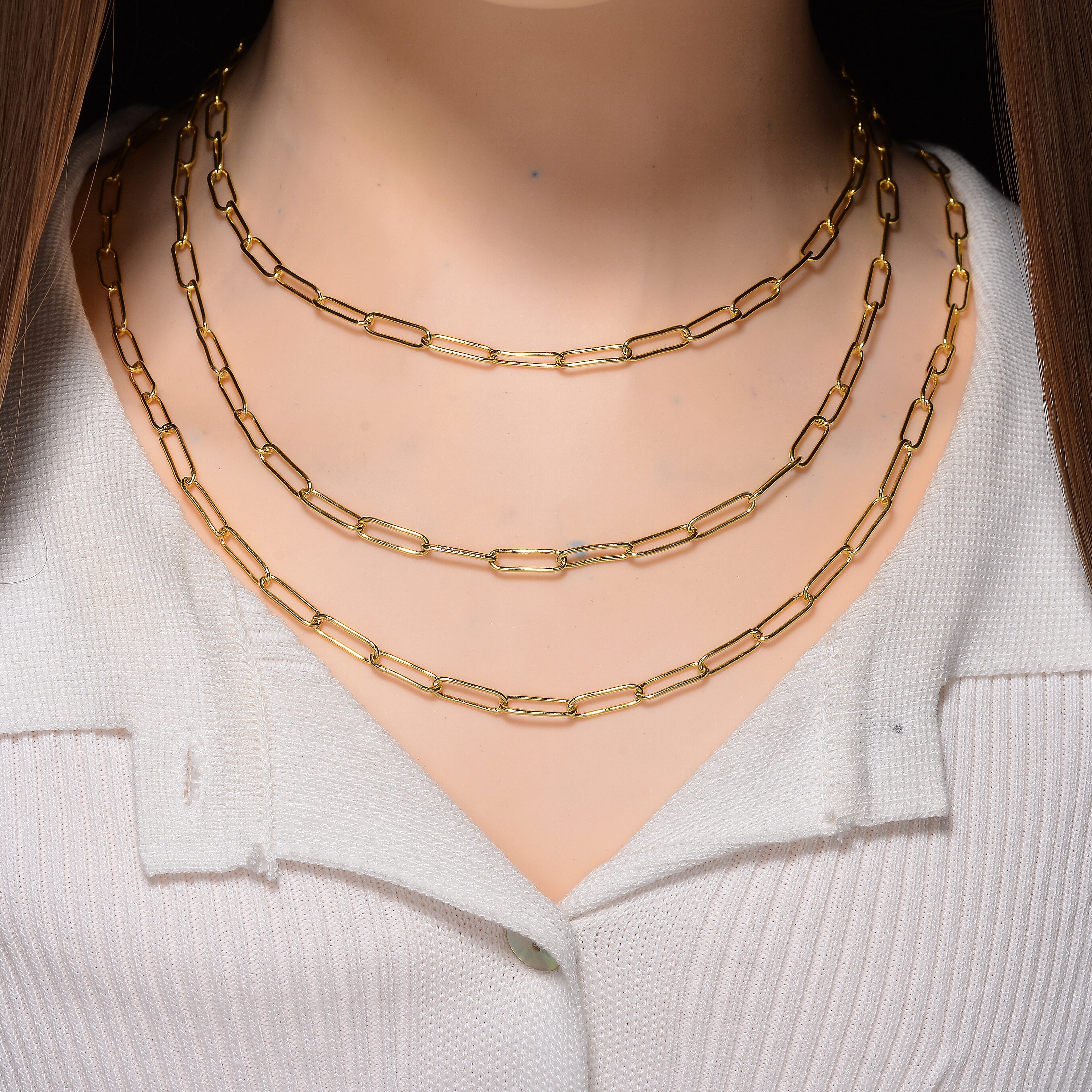 Designer Inspired- Layered Necklace (Size - 17-20 ) with Senorita Clasp in Gold Tone