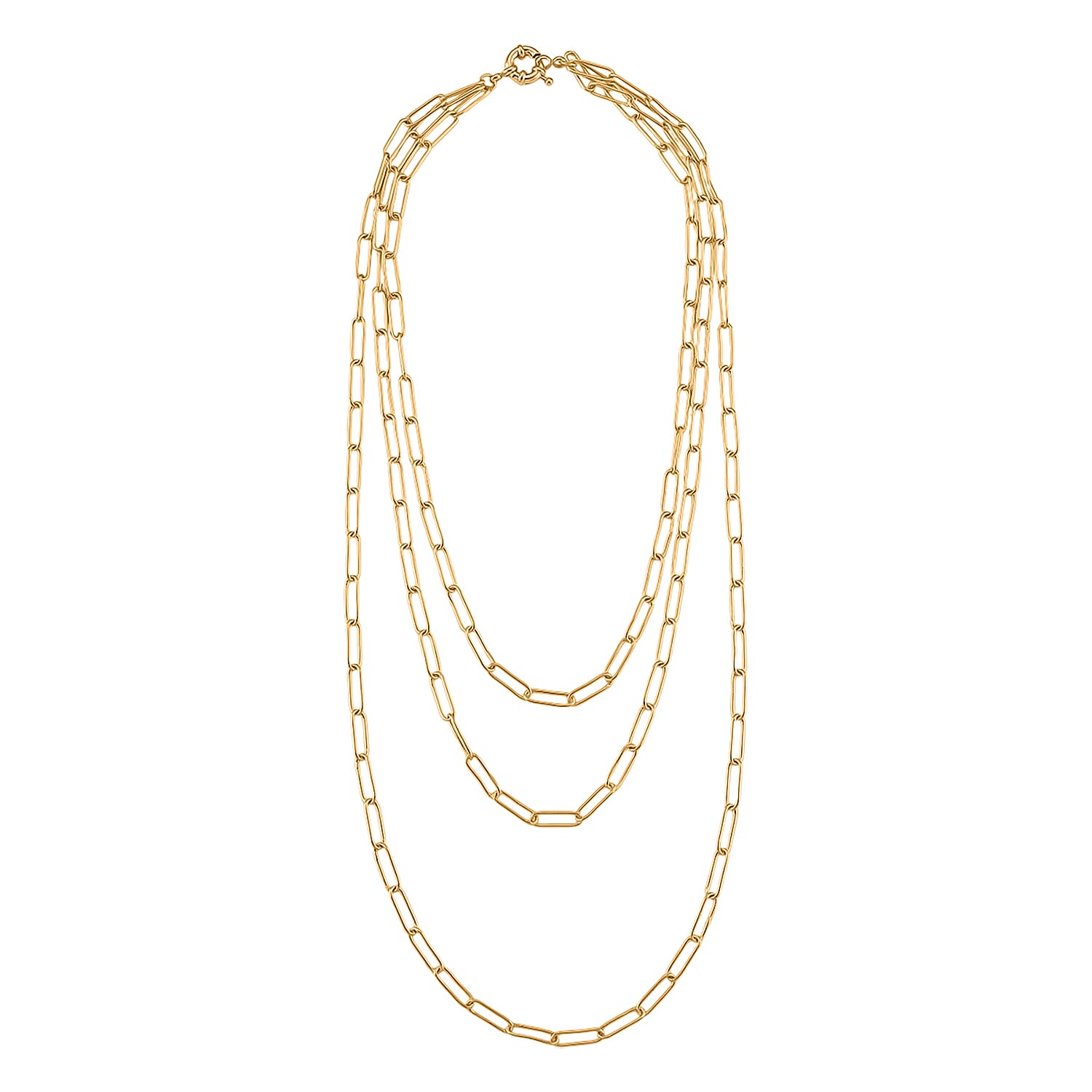 Designer Inspired- Layered Necklace (Size - 17-20 ) with Senorita Clasp in Gold Tone