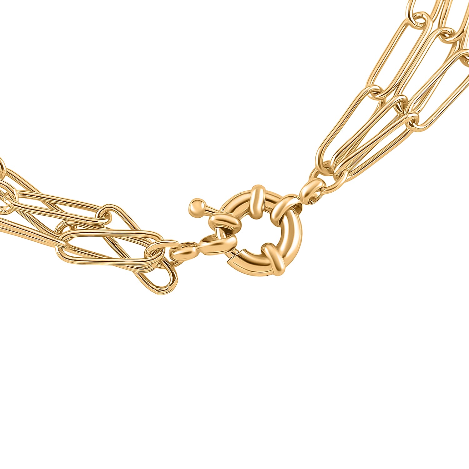 Designer Inspired- Layered Necklace (Size - 17-20 ) with Senorita Clasp in Gold Tone