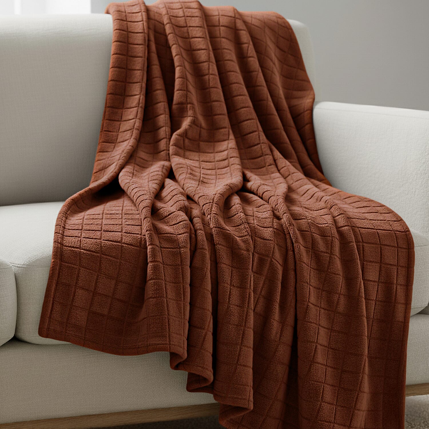 Hush-Haven-Check-Blanket-Size-150x1-cm-Coffee-Cream
