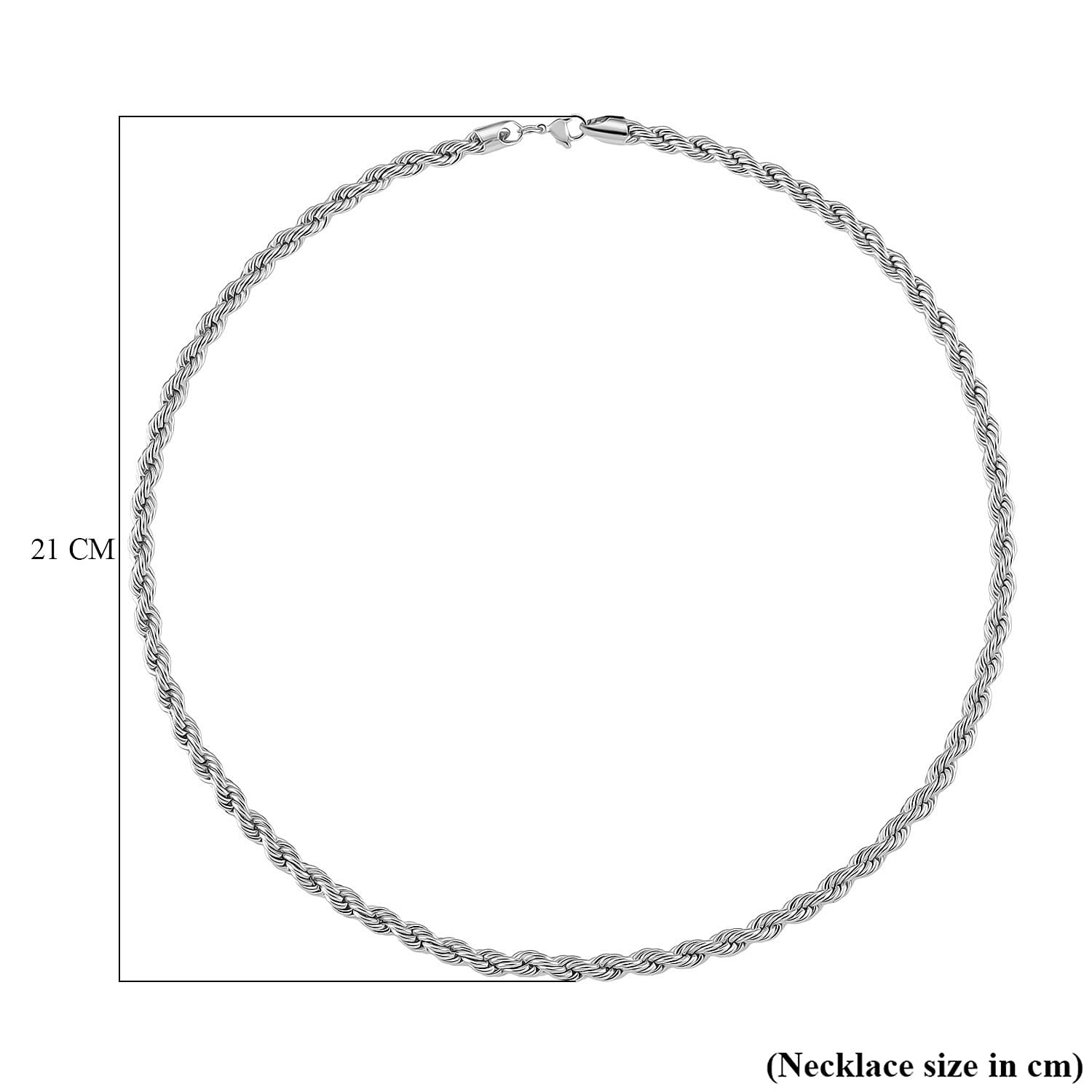One Time Deal - Heavy Rope Necklace (Size - 23) with Lobster Clasp in Silver Colour Plating One Time Deal - Heavy Rope Necklace (Size - 23) with Lobster Clasp in Silver Colour Plating