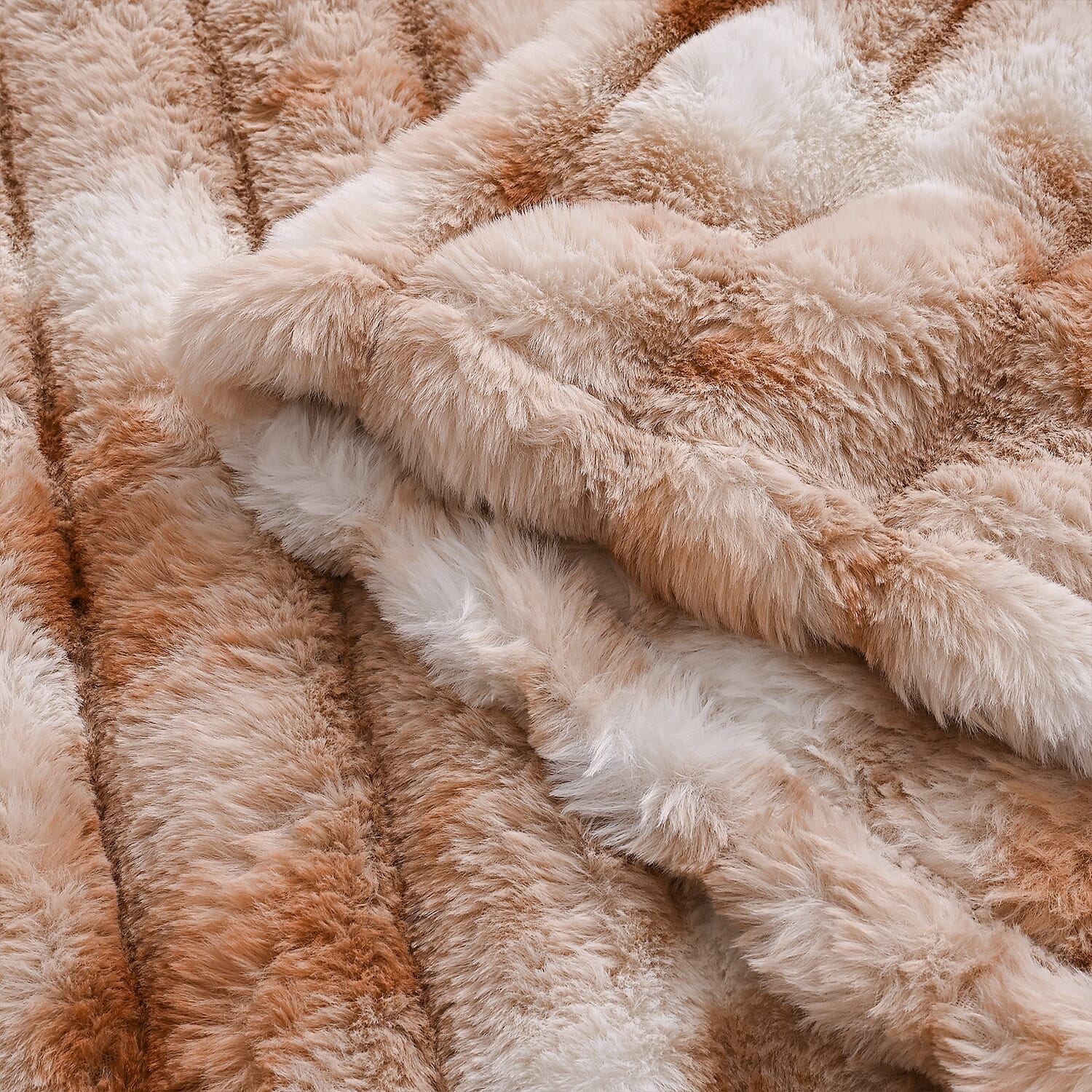 THE MOST SUMPTUOUS BLANKET AT TJC - LIVMORE Faux Rabbit Fur Blanket 650 GSM (Size 200x150 cm) - Brown & White