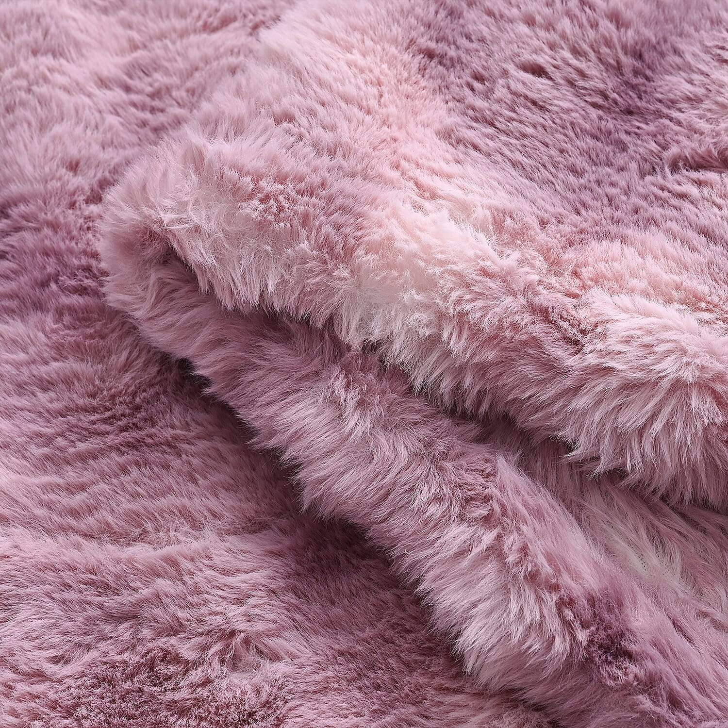 THE MOST SUMPTUOUS BLANKET AT TJC - LIVMORE Faux Rabbit Fur Blanket 650 GSM (Size 200x150 cm) - Mauve & White