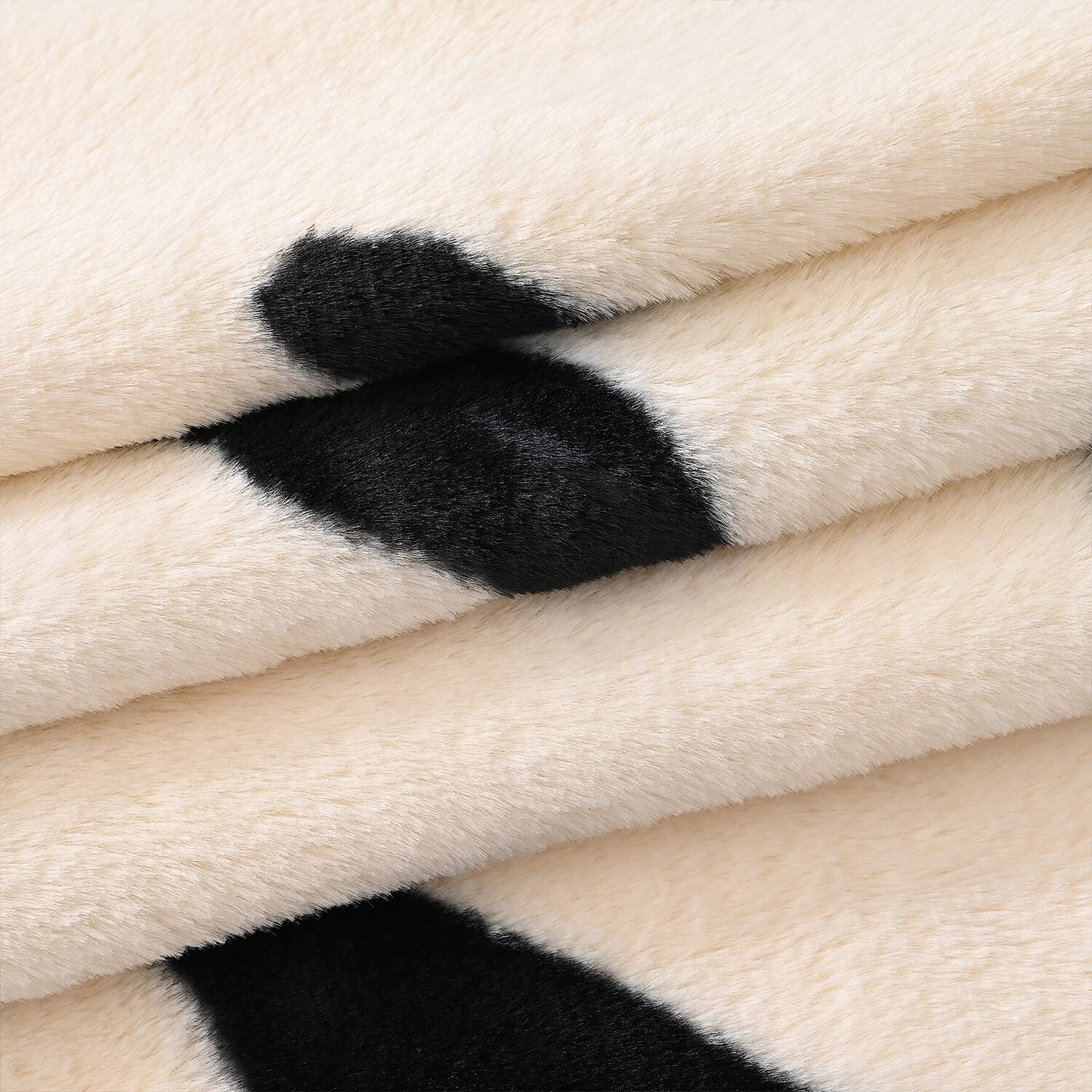 LIVMORE Zebra Print Faux Fur Cosy Blanket (200x150 cm) - Off-White & Black, 560 GSM