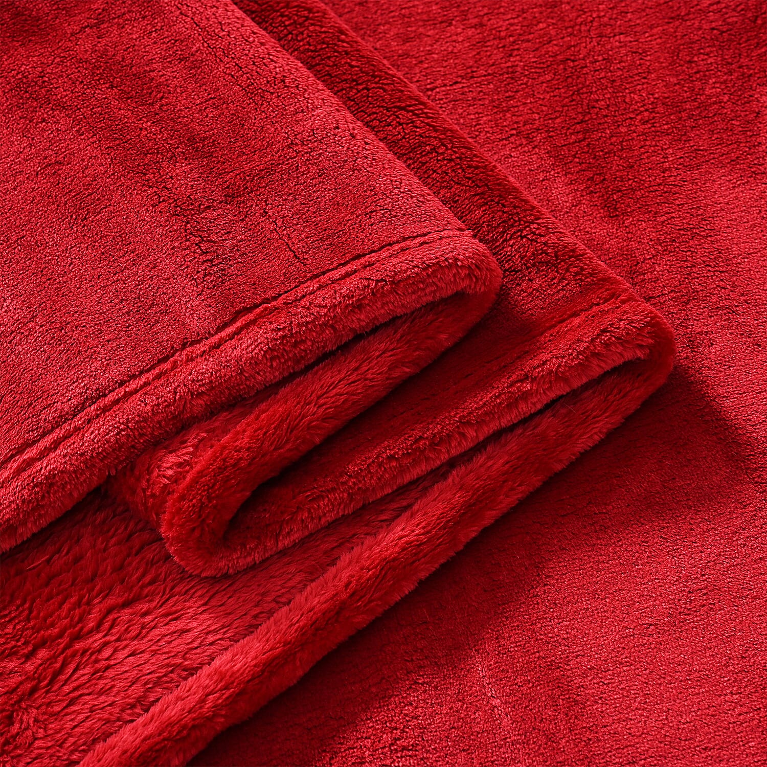 LIVMORE- Double-Sided Cozy 550 gsm Faux Fur Blanket (Size 200x150 cm) - Red