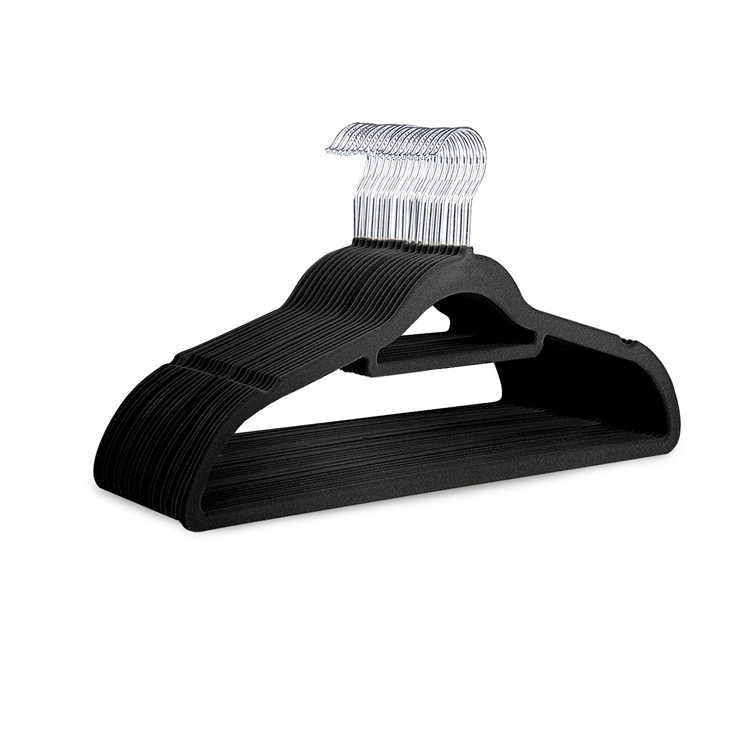 Non-Slip Velvet Hangers Pack of 20 (Size 22x12x42cm) - Black
