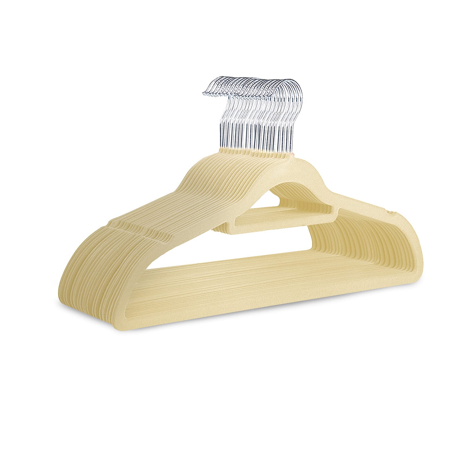Non-Slip Velvet Hangers Pack of 20 (Size 22x12x42 cm) - Cream