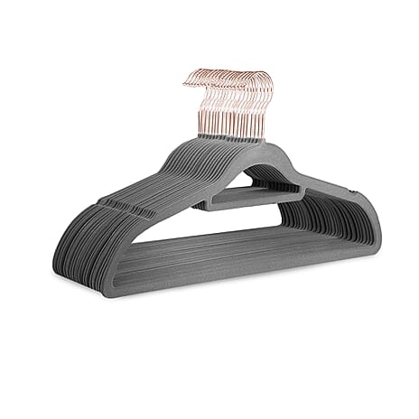 Non-Slip Velvet Hangers Pack of 20 (Size 22x12x42cm) - Grey