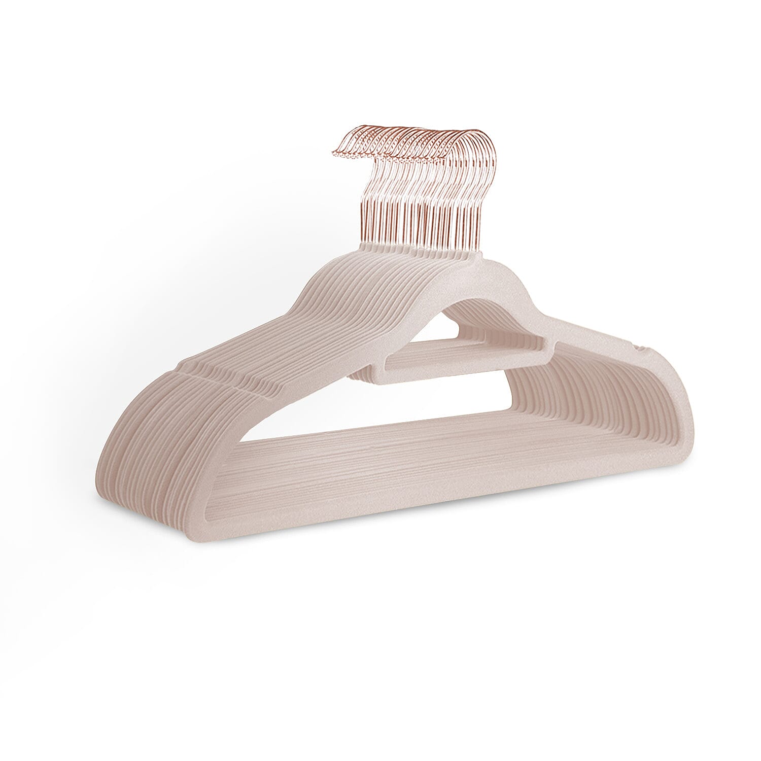 Keplin - Non-Slip Velvet Hangers Pack of 20 (Size 22x12x42 cm) - Blush Pink & Rose Gold