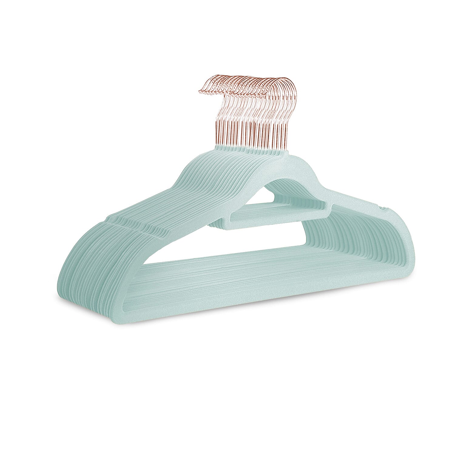 Keplin - Non-Slip Velvet Hangers Pack of 20 (Size 22x12x42cm) - Mint Green & Rose Gold