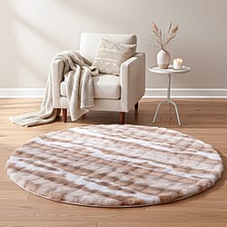 Luxury Collection - Bubble Faux Fur Print Rug with Foam Base (120cm Dia.) - Grey