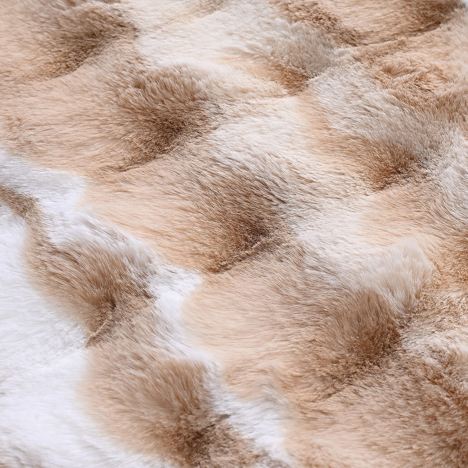LIVMORE Luxury Collection - Faux Fur Bubble Pattern Round Rug with Foam Base (120cm Diameter) - Cream & White