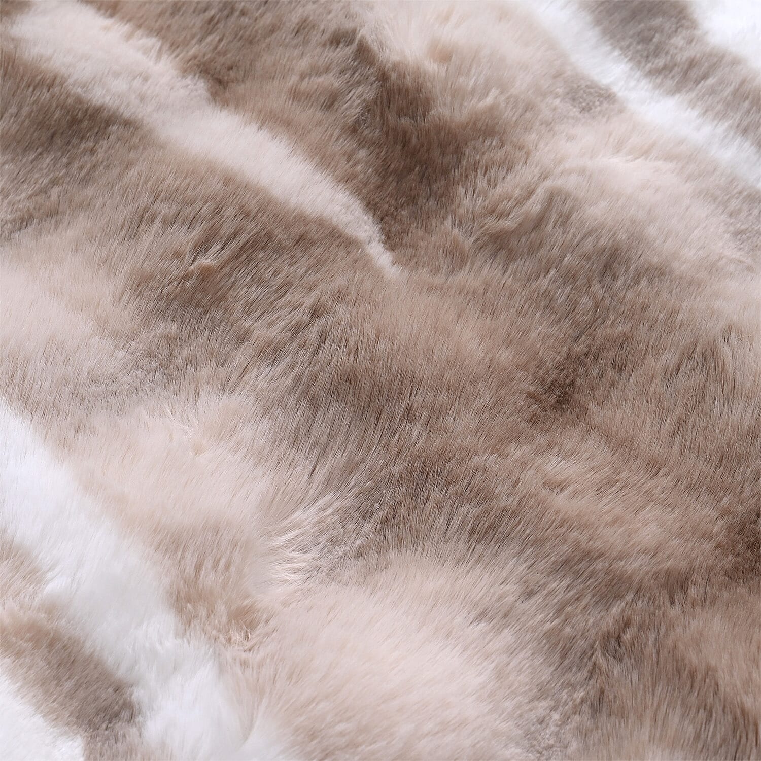 LIVMORE Luxury Collection - Faux Fur Bubble Pattern Round Rug with Foam Base (120cm Diameter) - Brown & White