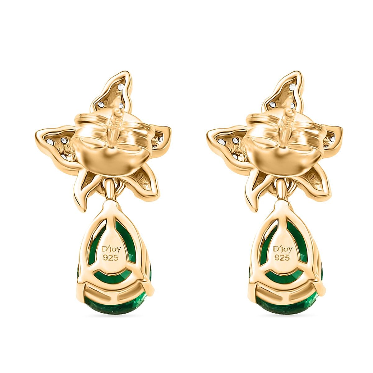 D'joy Peacock Triplet Quartz & White Zircon Earring with Push Back in 18K Vermeil Yellow Gold Sterling Silver 2.63 Ct. D'joy Peacock Triplet Quartz & White Zircon Earring with Push Back in 18K Vermeil Yellow Gold Sterling Silver 2.63 Ct.