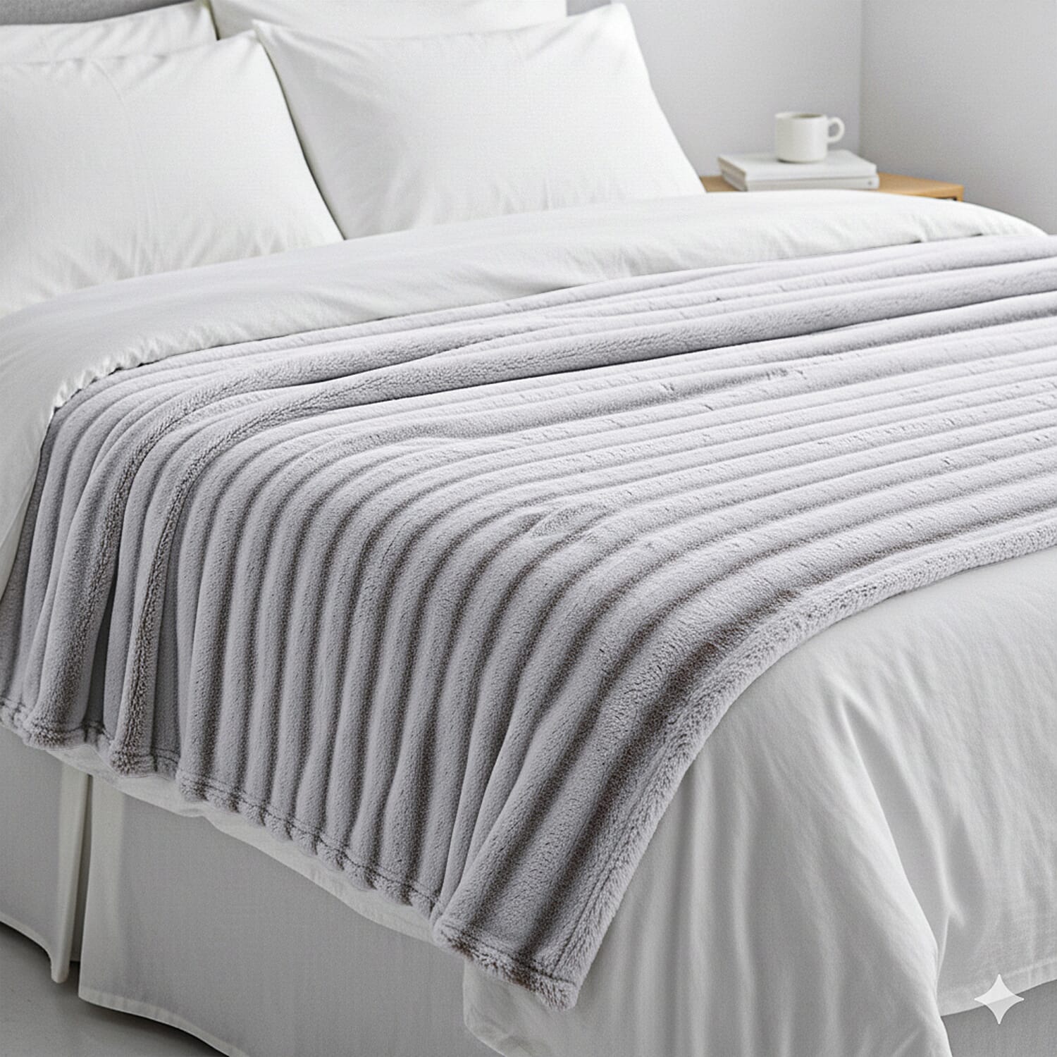 LIVMORE Stripe Pattern Faux Fur Cosy Blanket (200x150 cm) - Brown