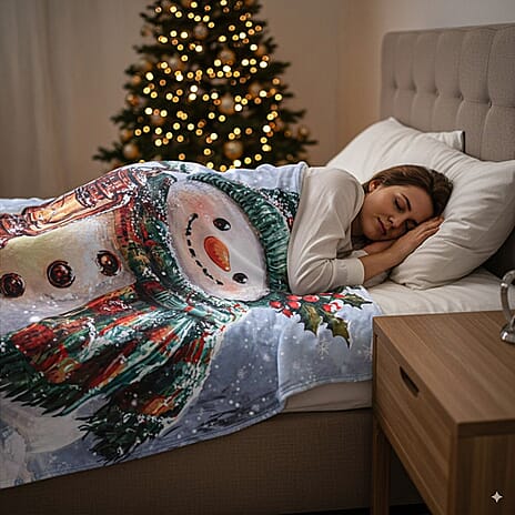 Hush Haven Snowman Digital Print Super-soft Cozy Blanket 240 GSM (200 x 150 cm) - Snowman
