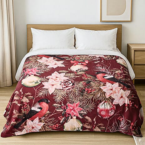 Hush Haven Flower and Berries Digital Print Super-soft Cozy Blanket 240 GSM (200 x 150 cm) - Flowers