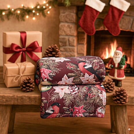 Hush Haven Flower and Berries Digital Print Super-soft Cozy Blanket 240 GSM (200 x 150 cm) - Flowers