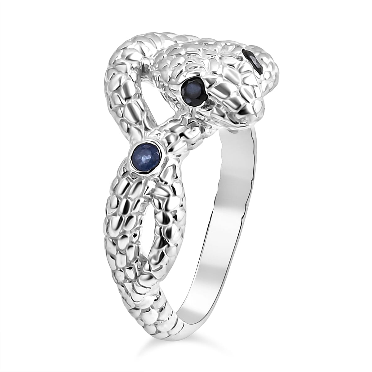 Royal Bali Collection - D'Joy Blue Sapphire & Black Sterling Silver Spinel Ring