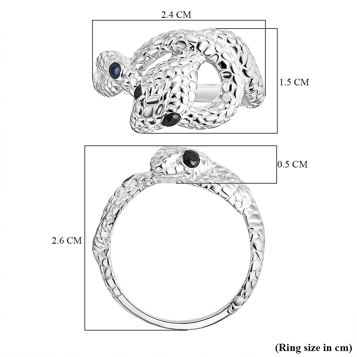 Royal Bali Collection - D'Joy Blue Sapphire & Black Sterling Silver Spinel Ring