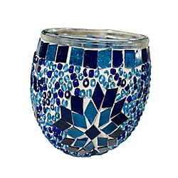 Moroccan Style - Soy Wax Mosaic Glass Lavender Scented Candle (175g) - Red, Blue & White