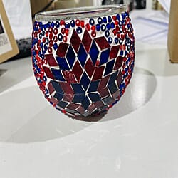 Moroccan Style - Soy Wax Mosaic Glass Lavender Scented Candle (175g) - Red, Blue & White