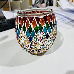 Moroccan Style - Soy Wax Mosaic Glass Lavender Scented Candle (175g) - Red, Blue & White