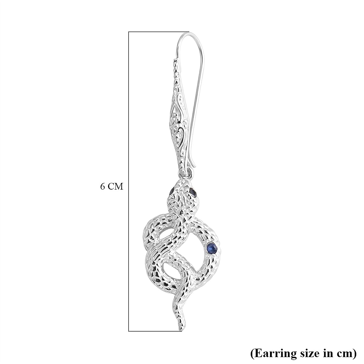 Royal Bali Collection - D'Joy Blue Sapphire & Black Spinel Sterling Silver Earring with Hook
