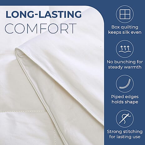 Decadently Beautiful 100% Mulberry Silk Duvet (135x200cm) - White - Single