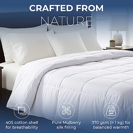 Decadently Beautiful 100% Mulberry Silk Duvet (135x200cm) - White - Single