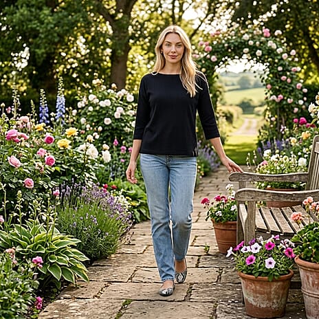 - Maisi 100% Cotton Round Neck Top (Size L) - Black