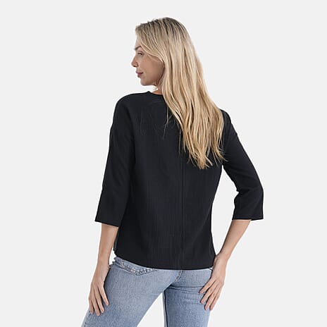 - Maisi 100% Cotton Round Neck Top (Size XL) - Black