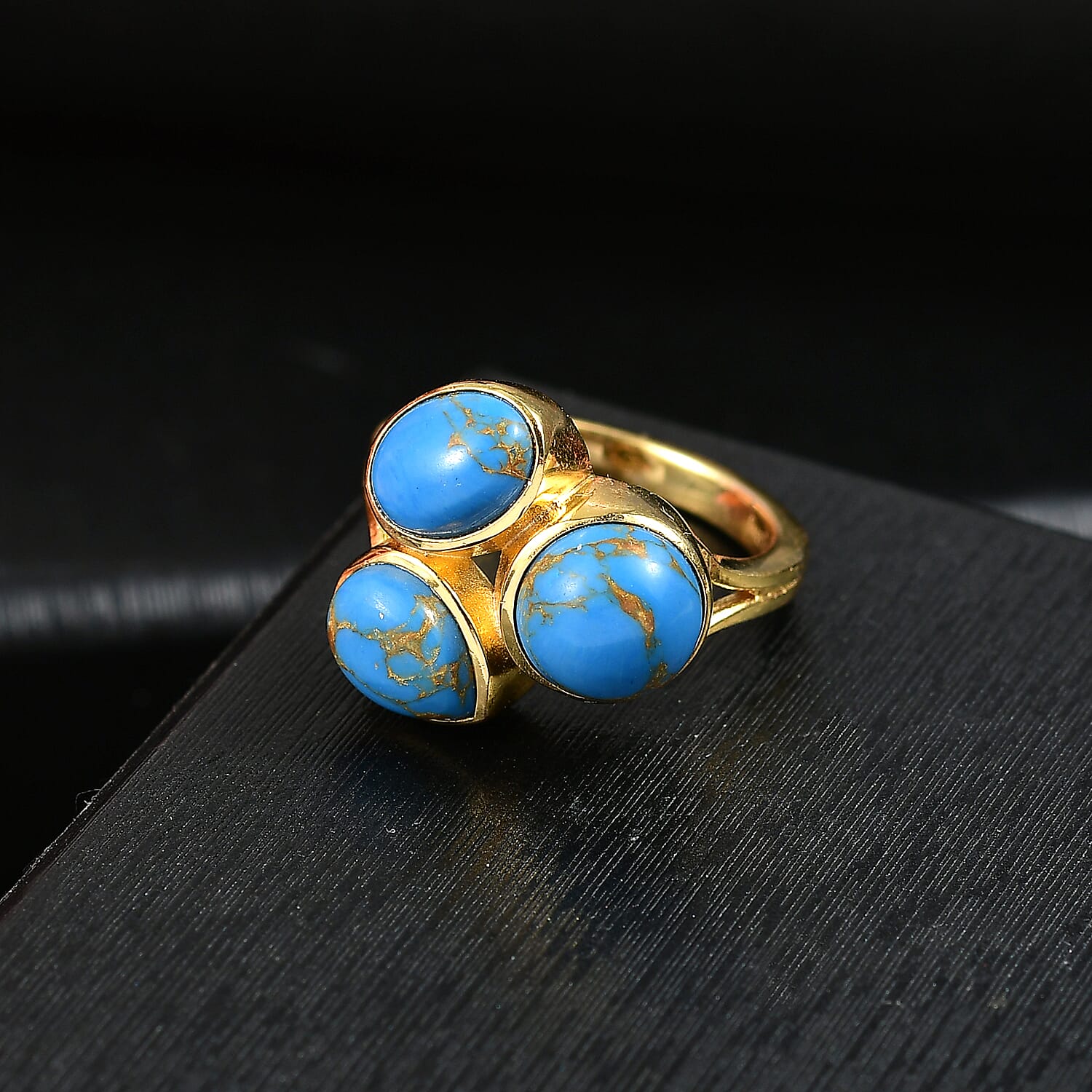 Tucson Find - Blue Turquoise Trilogy Ring 3.97 Ct.