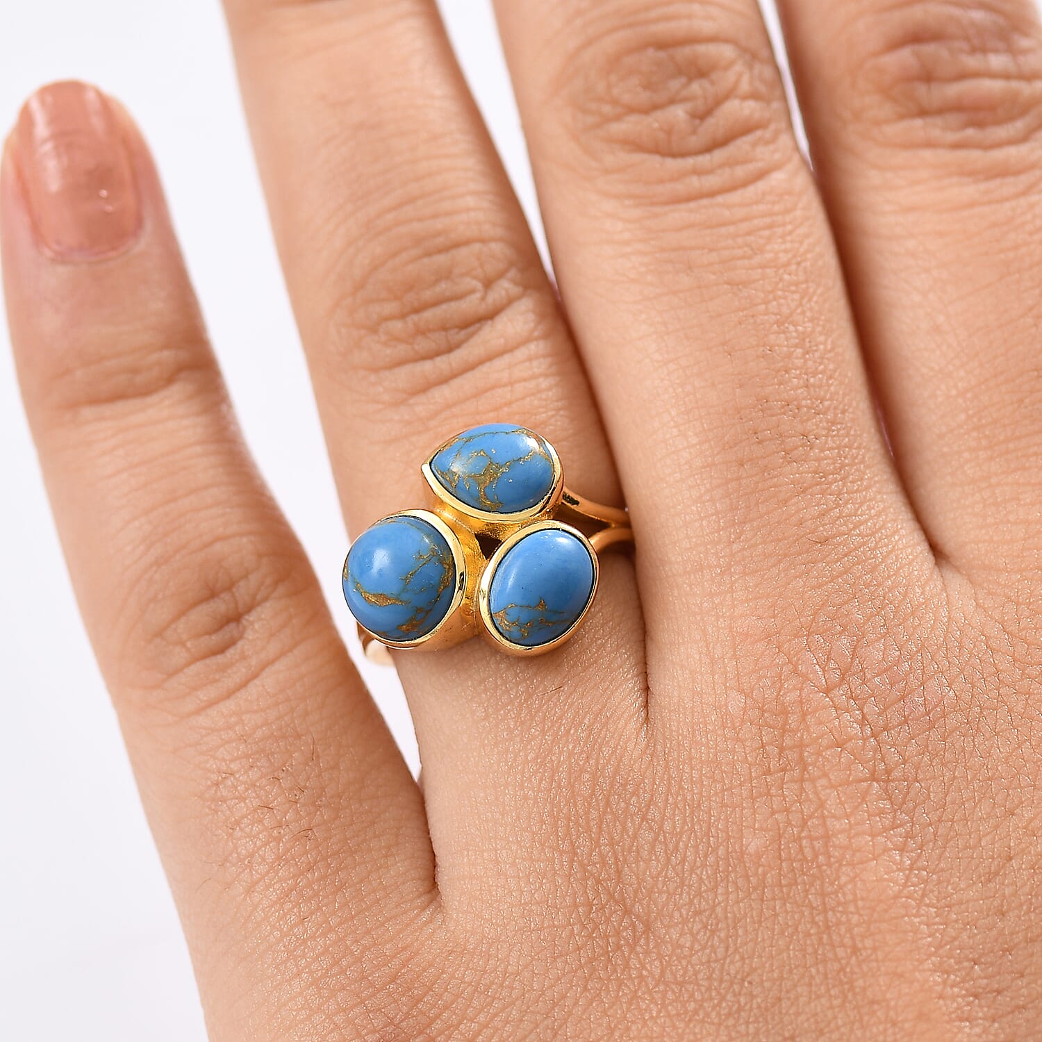Tucson Find - Blue Turquoise Trilogy Ring 3.97 Ct.