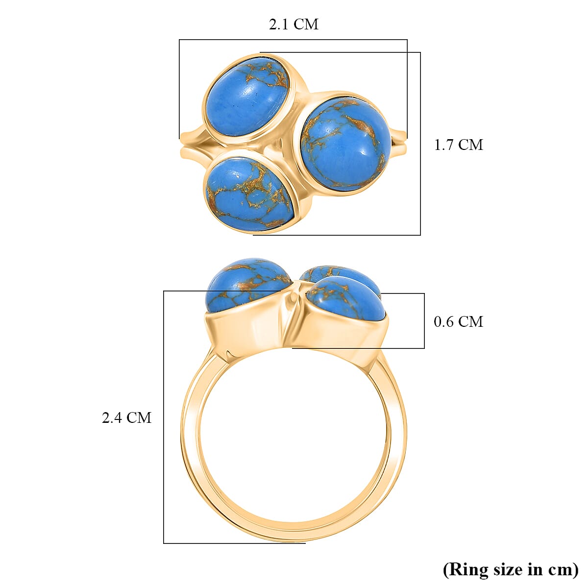 Tucson Find - Blue Turquoise Trilogy Ring 3.97 Ct.