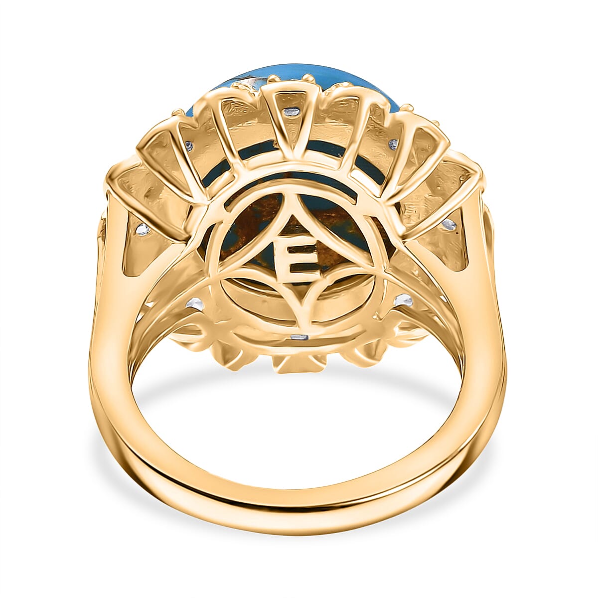 Tucson Find - Blue Turquoise & White Zircon Solitaire Ring 9.42 Ct.