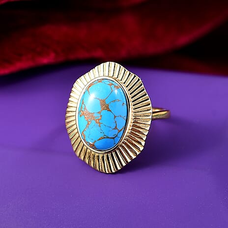 Ever True Tucson Find - Blue Turquoise Solitaire Ring 5.40 Ct.