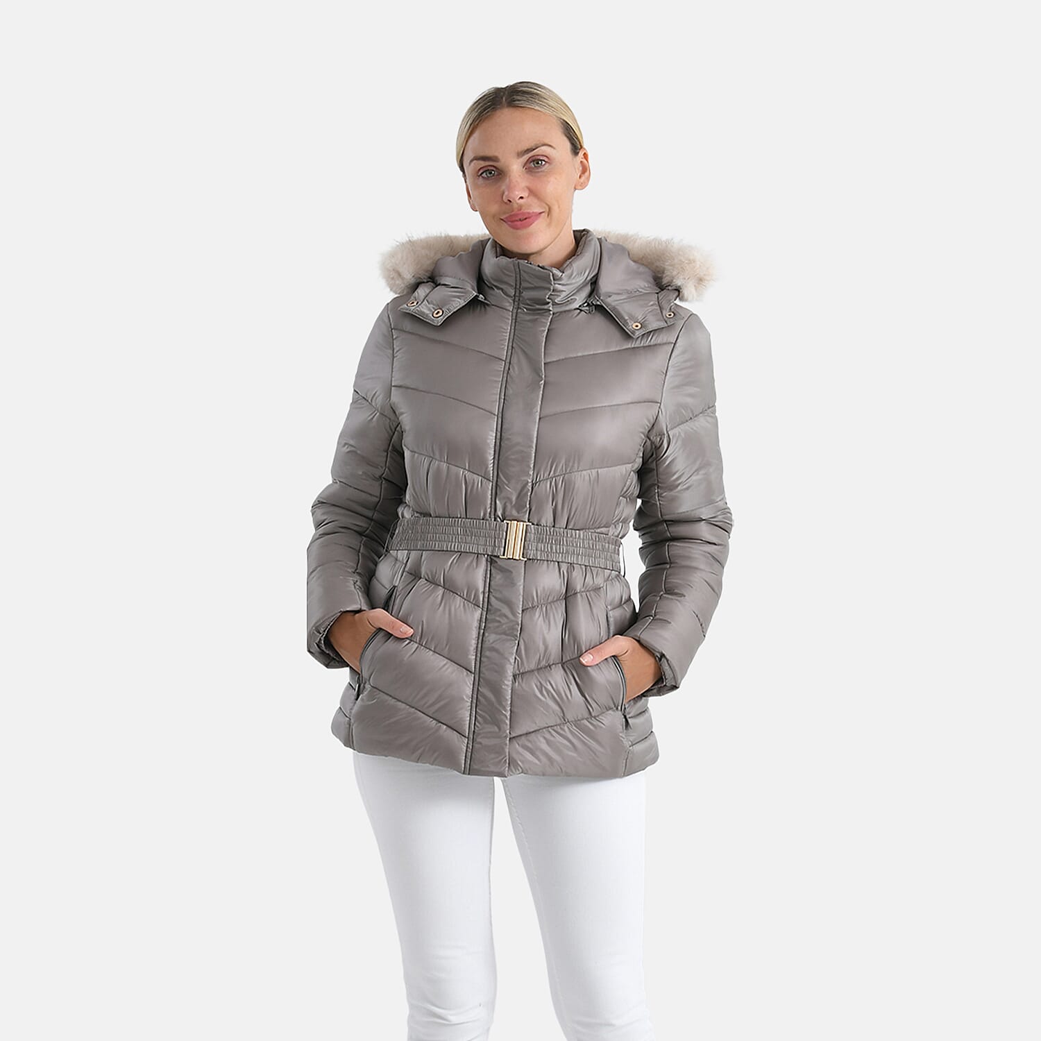 Valissiere Ladies' Puffer Jacket with Fur Trim Hood
